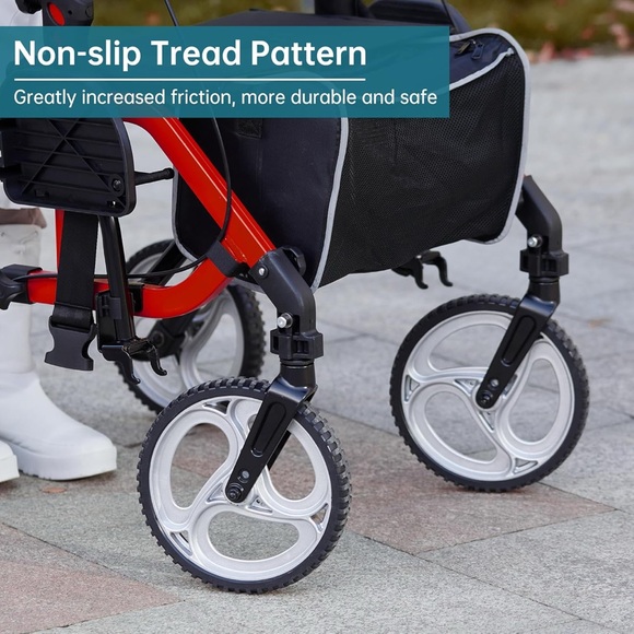 ELENKER 2 in 1 Rollator Walker & Transport Chair, Folding Wheelchair - Picture 4 of 15